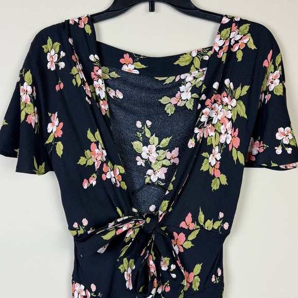 Reformation Lassie Daphne Midi Floral Open Back Maxi Dress Black Size 2 - Picture 7 of 12